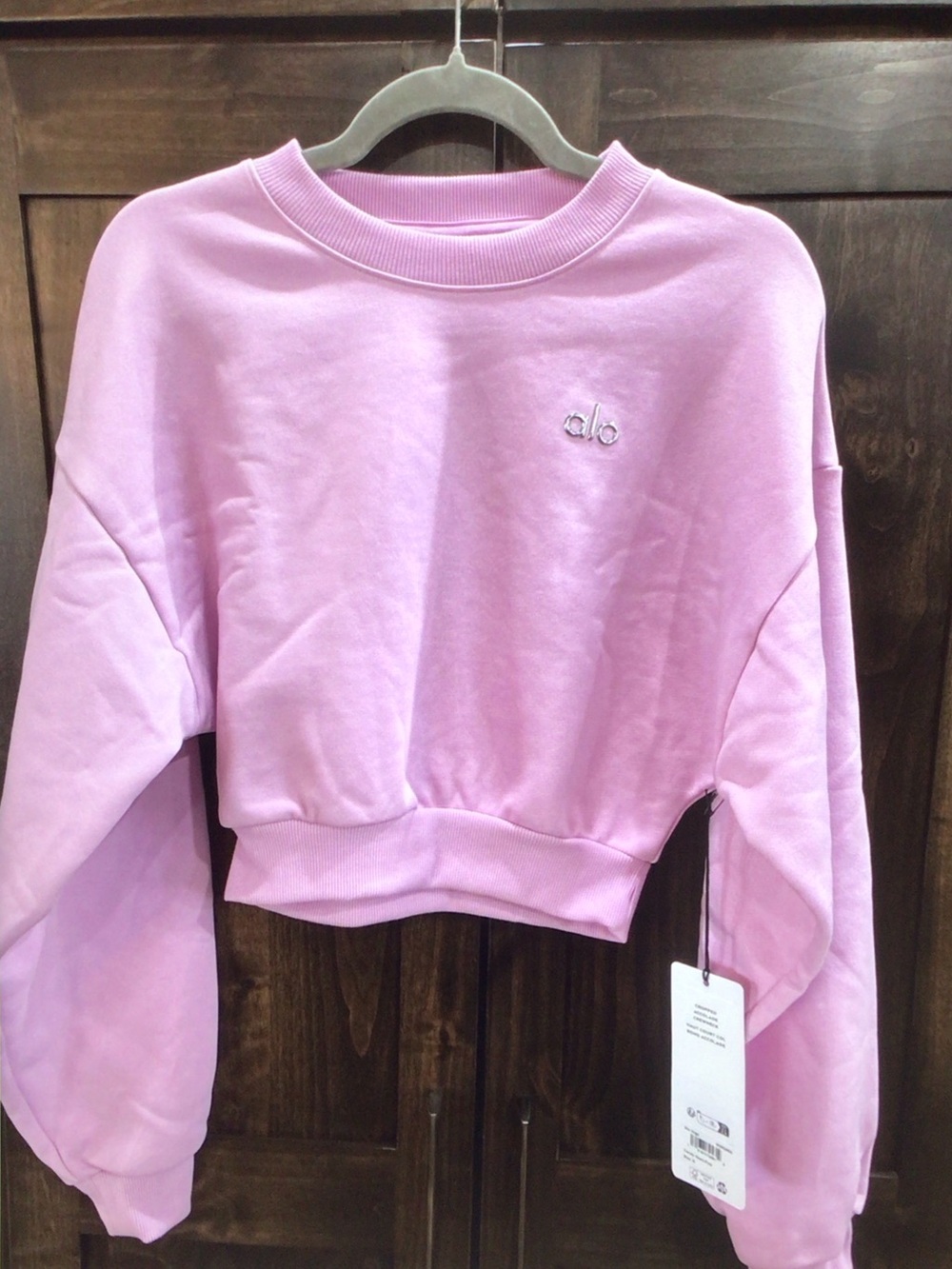 ALO Yoga Set Pastel Lilac Cropped Crew Sweatshirt With Short - Picture 2 of 7